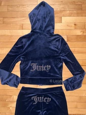 NEW! NWT JUICY COUTURE Velour OG Bling Tracksuit Set in Atlantis Blue Size M