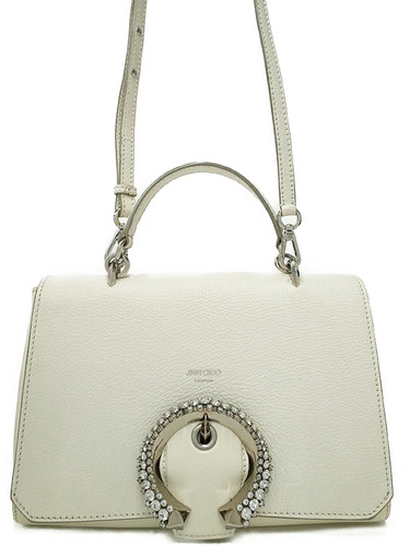 Jimmy Choo 2-Way Leather Ivory Shoulder Bag Women's #TB1253