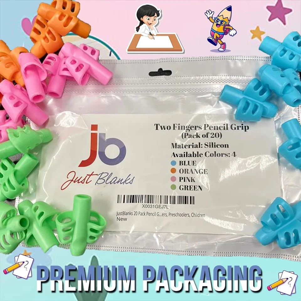 JustBlanks Kids 20/40/60/80/100 Pieces Writing Correction 2 Fingers Pencil Grips - Image 3 of 4