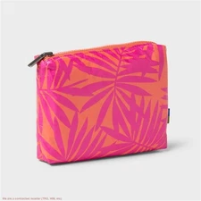 Water Resistant Pouch Toiletry Kits and Bags - Open Story Pink/Orange Palm