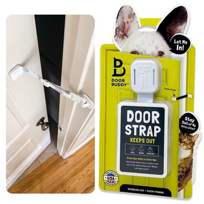 Door Buddy Pet Door Latch for Cats - Grey. Adjustable Cat Door Strap. Dog Pro...