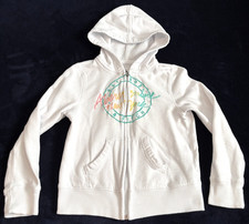 Abercrombie Kids Full Zip Hoodie Girls Kids Size 9-10 White Embroidered Jacket