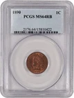 1890 1C Indian Head Cent PCGS MS64 RB Red Brown Uncirculated Coin