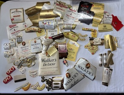 Unused Lot Vintage Bottle Labels HIRAM WALKER S DELUXE BOURBON WHISKEY & Others