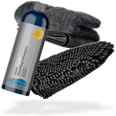 Wasch- und Trockenset Autoshampoo + Waschhandschuh + Trockentuch 40x55 1000 GSM