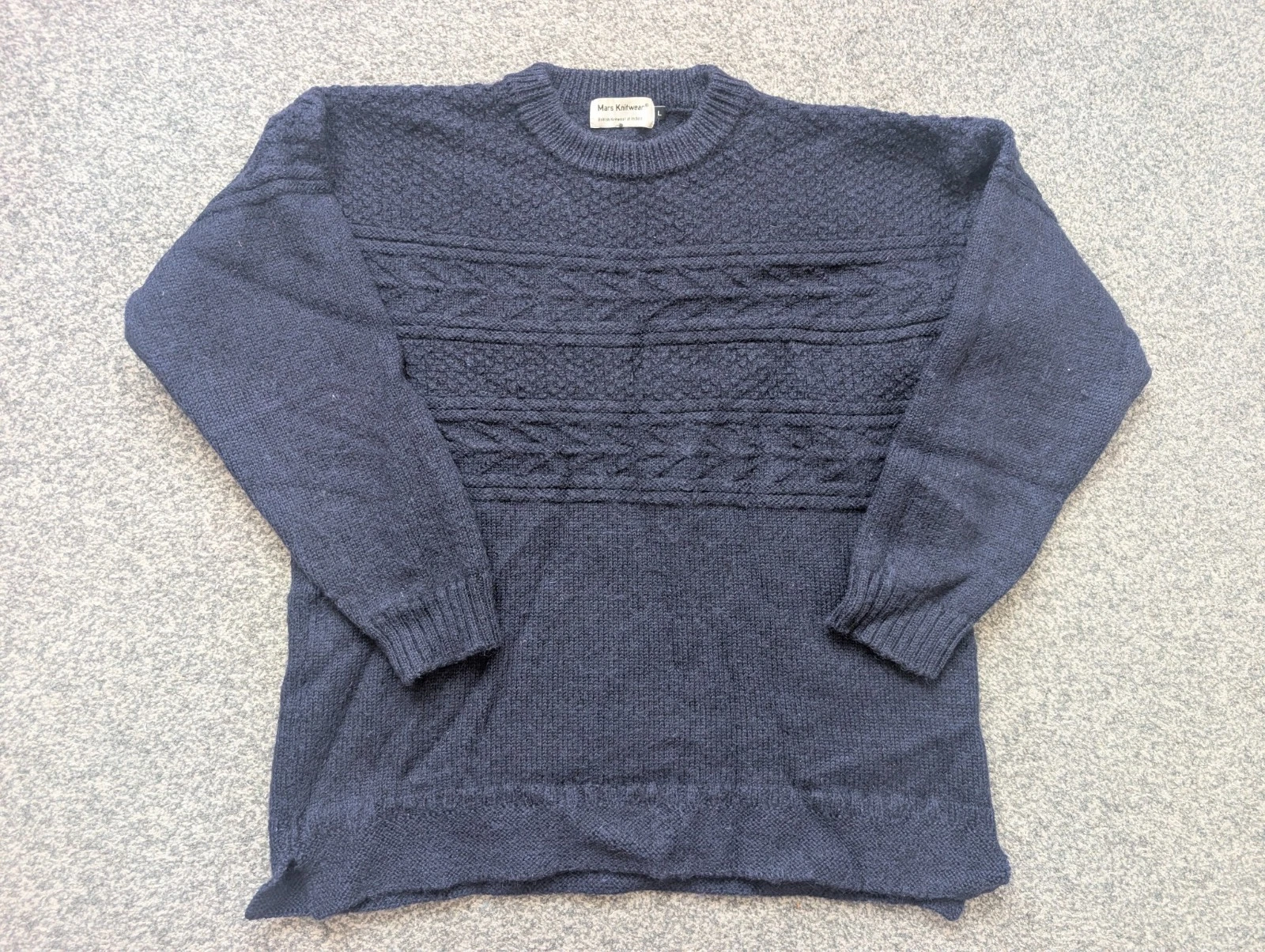 Mars Jumper Mens Large Blue British Knitted Wool Fishermans Sweater Guernsey UK
Opens in a new windo