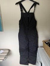 Lands End Youth Ski Pants Black with bib Size 14 Dark Blue black interior