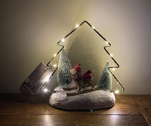 NEXT Christmas Charlie Cockapoo Skiing Light Up Ornament Snow Tree Scene - BNWT - Picture 3 of 3