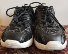 Bebe Girls Lace Up Sparkle Black Sneakers Size 2
