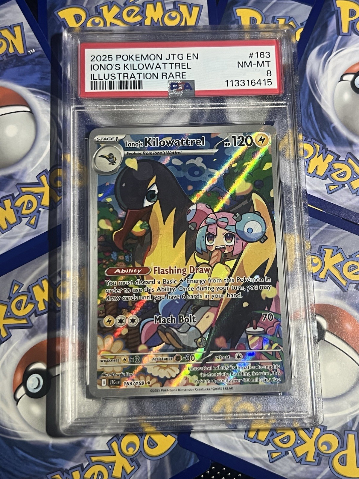 Pokémon TCG Iono's Kilowattrel 163/159 PSA 10 Journey Together