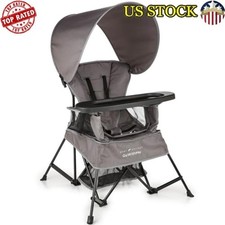 Portable Toddler Chair Sun Canopy Snack Tray 3 Growth Stages USA Design Grey
