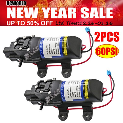 #ad 2Pack 60PSI Water Pump Pressure Diaphragm Self Priming for RV Camper Marine Boat $29.99