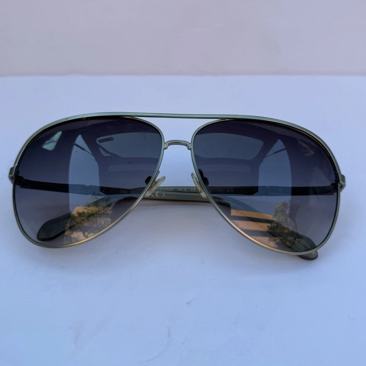 Fossil 56mm Women’s Aviator Sunglasses with Silver Frame Fossil Designer Gray Sunglasses for Women for sale | eBay main image 2