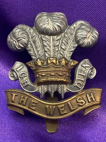 Genuine WW1 The Welsh Regiment BiMetal Cap Badge w/slider