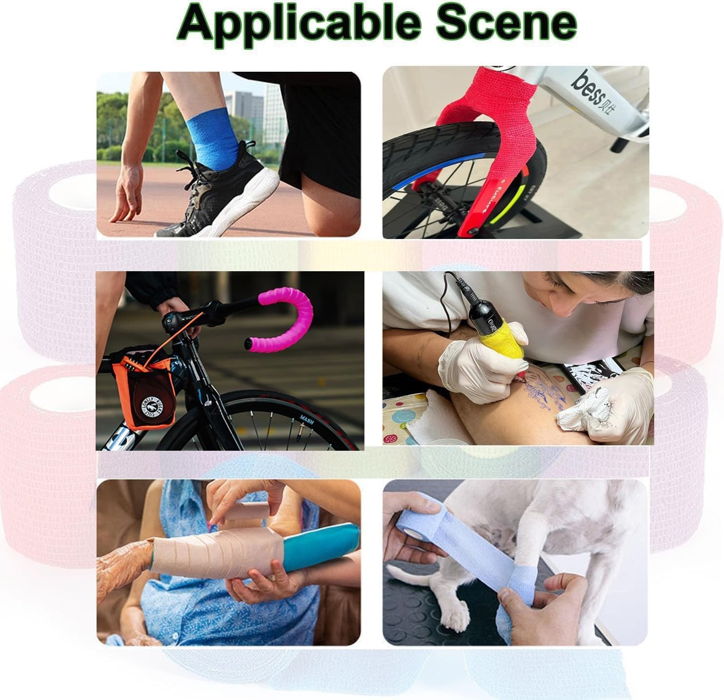 15 Pack Self Adhesive Bandage Wrap 2 Inch x 5 Yards Self-Adherent 2IN, Mix-15 