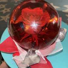 Vtg Forever Red ROSE In Glass Ball Water Dome Globe Large Real Rose 6x6 in.