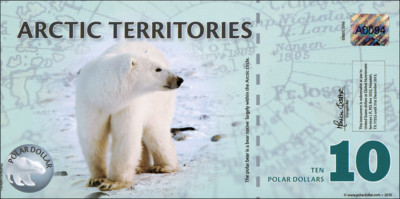 Arctic Territories 10 Polar Dollars 2010 (1) Polymer 
