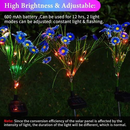 Solar Flower Garden Lights Stake Lamp Outdoor Waterproof LED Landscape Decor USA - Picture 9 of 30