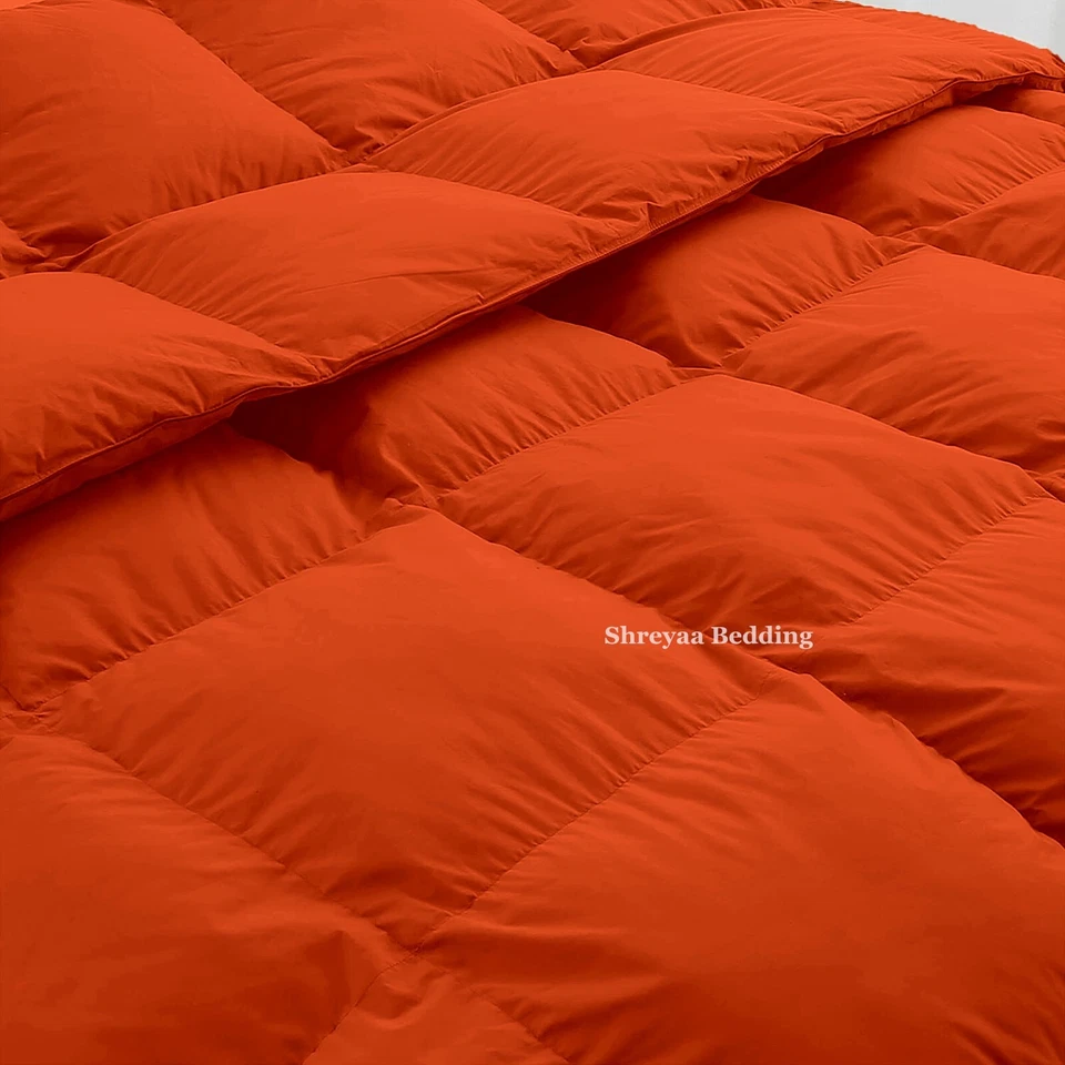 Edredón Alternativo Plumón de Ganso Ultra Suave Cal King Talla Naranja Sólido 1000 TC Foto 3 de 4