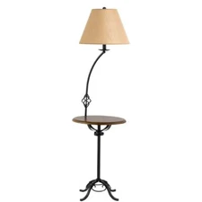 62 Black Tray Table Floor Lamp With Brown Empire Shade
