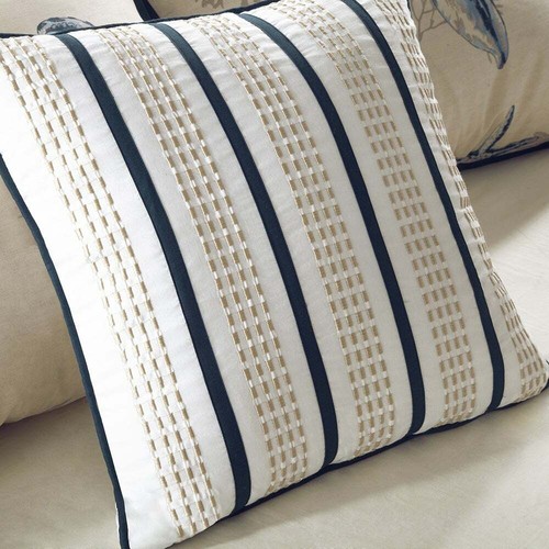 BEAUTIFUL TROPICAL BEACH COAST CORAL BLUE IVORY WHITE SHELL OCEAN COMFORTER SET - Picture 4 of 6