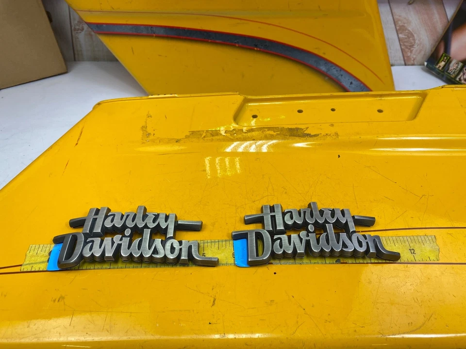 HD Genuine NOS Harley Dyna Softail Sportster Gas Fuel Tank Emblems Set OEM - Image 2 of 4