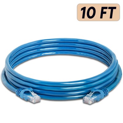 Ethernet Cable Cat. 6 Molded Patch Cord 10 ft Blue FER6E-010-BLU NEW