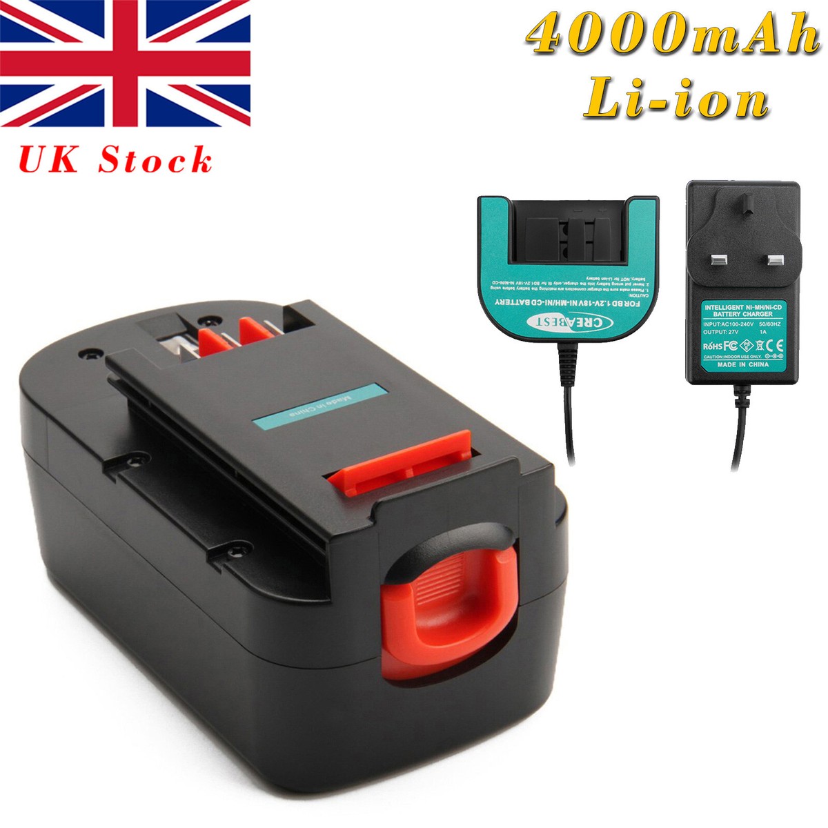 18V Ni-MH Battery/Charger For Black Decker HPB18 A18 A1718