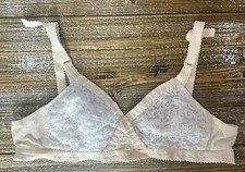 Vintage Bra Sears Nylon Perma-Prest Bra 32 A Beige With Lace And Tag