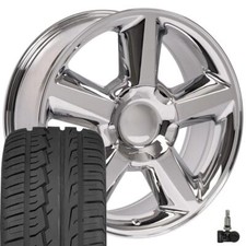20 Inch Chrome 5308 Rims 27555r20 Tires Tpms Set Fit Silverado Tahoe Suburban