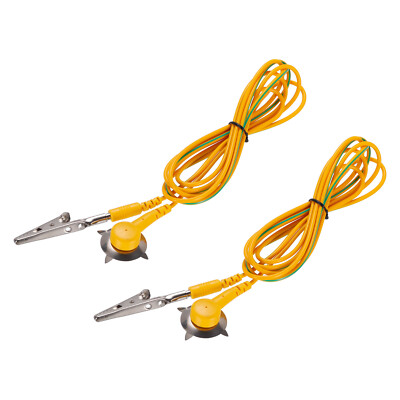 ESD Grounding Cable, 1.8m/71'' Long Ground Cable Cord Clip Yellow, Pack of 2