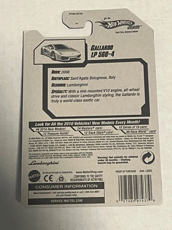 Hot Wheels All Stars Lamborghini Gallardo LP 560-4 1:64 sellado de fábrica S1 Foto 2 de 2