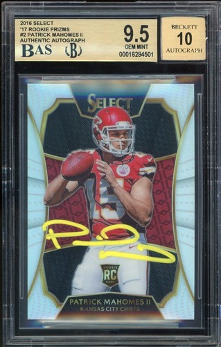 2016 Select '17 XRC Prizm #2 Patrick Mahomes Rookie BGS 9.5/10 Auto GEM MINT