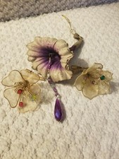 3 Ornaments Katherine's Collection Gold Netting,Flower, bugs, jewels, glitter