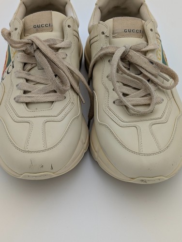 Gucci Rhyton Trainers Ivory Sneakers Square Logo Web Mens US 9 UK 8 EU 42 - Imagen 4 de 24