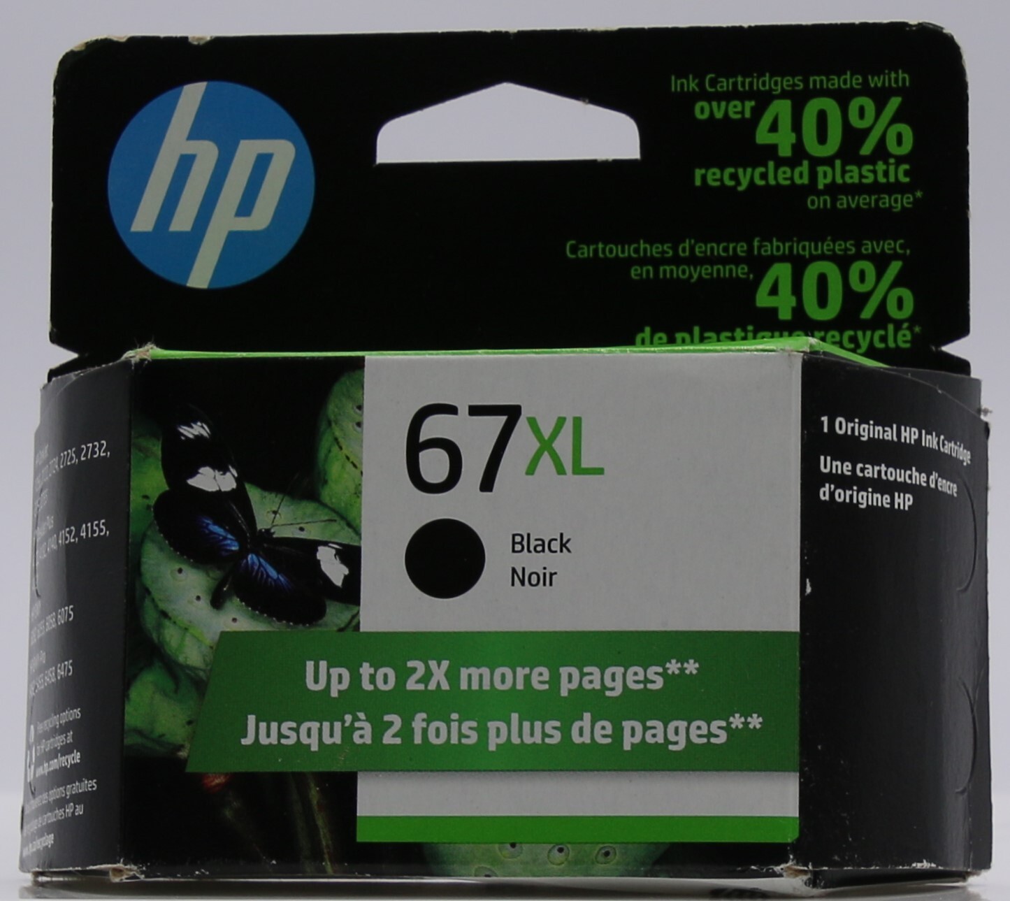 HP 67XL High Yield Black Genuine Ink Cartridge Foil, 3YM57AN