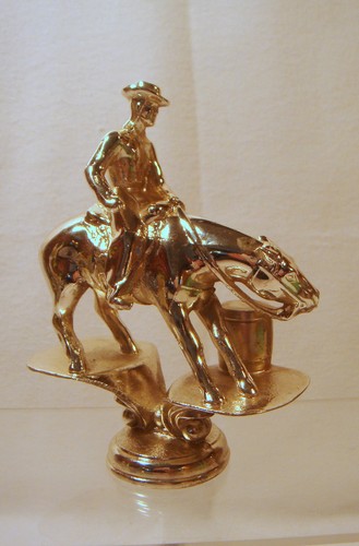 VINTAGE METAL RODEO BARREL RACING HORSE SILVER PEN SET WESTERN RACING HORSES - Picture 5 of 5