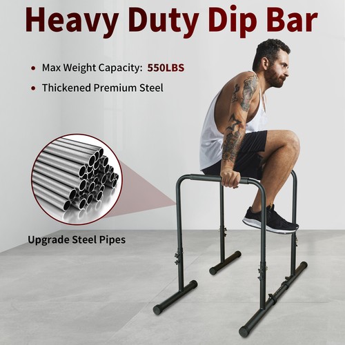 Adjustable Height Power Tower Dip Station Multi-Function Pull Up Bar Heavy Duty - Picture 11 of 12