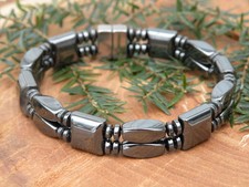 Men  s Women  s 100 Hematite Magnetic Circulation Bracelet Anklet Necklace 2 Row