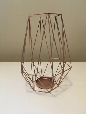 photophore géométrique en métal cuivré 26 cm design déco tendance moderne space - Photo 1/4