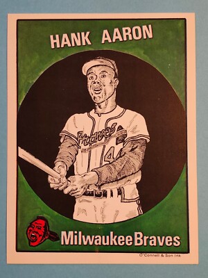 1983 O'Connell & Sons Ink 5x7 Hank Aaron Milwaukee Braves  