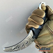 7.5" Training Knife Fixed Blade Knife SILVER STEEL BLADE Karambit Safety Edge