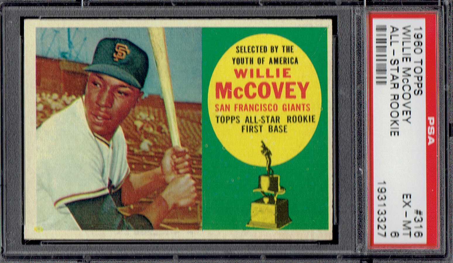 1960 Topps 316 Willie McCovey RC HOF.  PSA 6 EXMT.  (TX3327RXMP).
