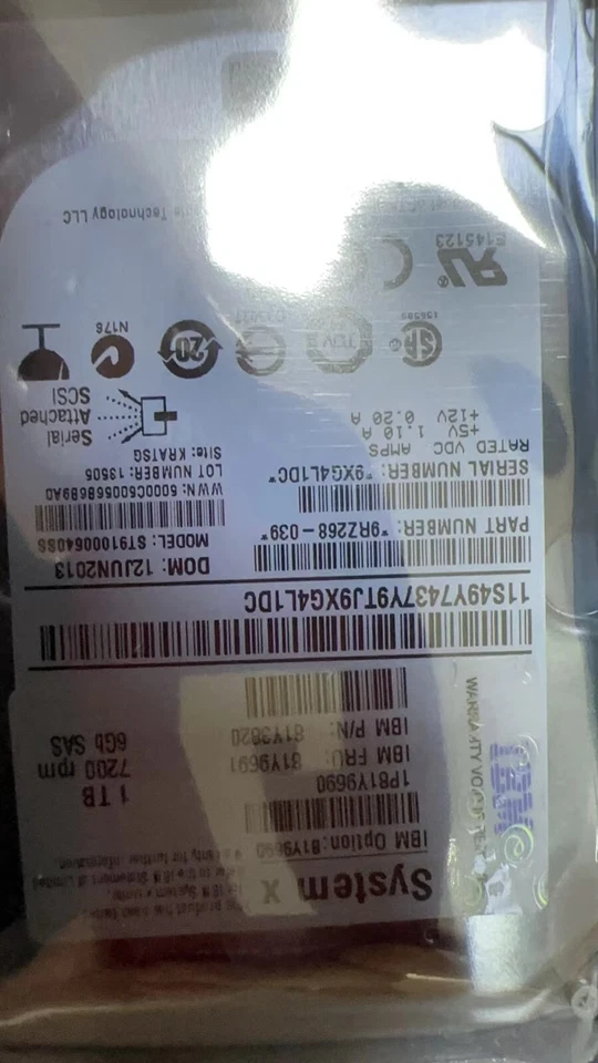 IBM 81Y9691 81Y9690 1TB 7.2K 6GBPS 2.5IN SFF NL SAS HARD DRIVE HDD TRAY - Image 3 of 4