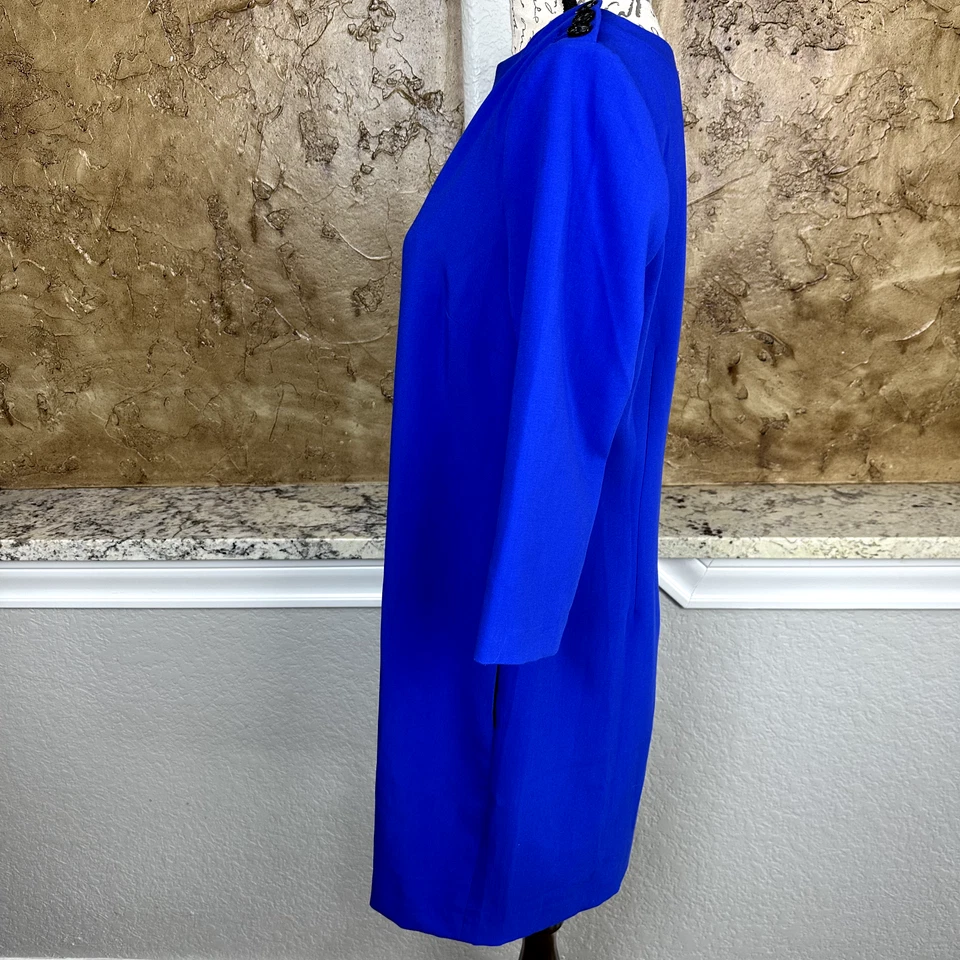 Banana Republic Shift Dress Women's 10 Blue Button Shoulder Career Office - Image 3 of 4