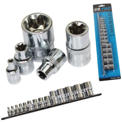 E Torx Steckdosen Set 14 Stck. 1/4 3/8 1/2 Zoll Antrieb E-Torx Buchse Torx US PRO 3390