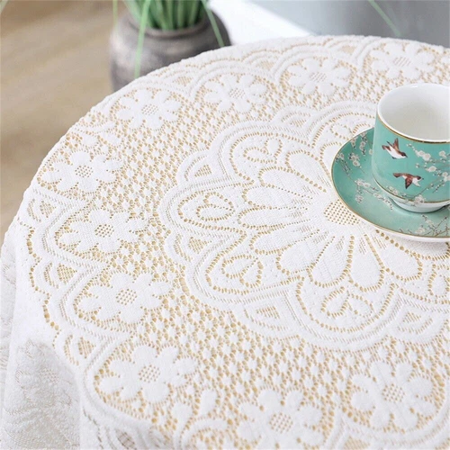 White Vintage Embroidered Lace Tablecloth Table Cloth Cover Wedding Party Decor - Picture 7 of 42