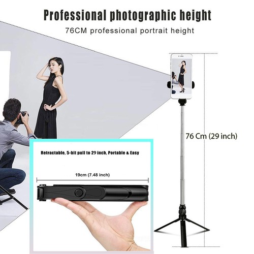 Telescopic Selfie Stick Bluetooth Tripod Monopod Phone Holder For iPhone Samsung - Picture 3 of 12