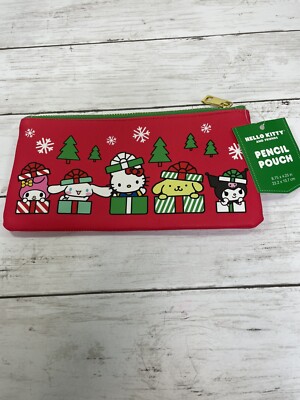 Hello Kitty Christmas Friends & Gifts Pencil Pouch 8.5''x4.5'' New with tags