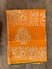Handmade Sleep Mat Counterpane Stitched Gudari Bedspread Printed Kantha Throw